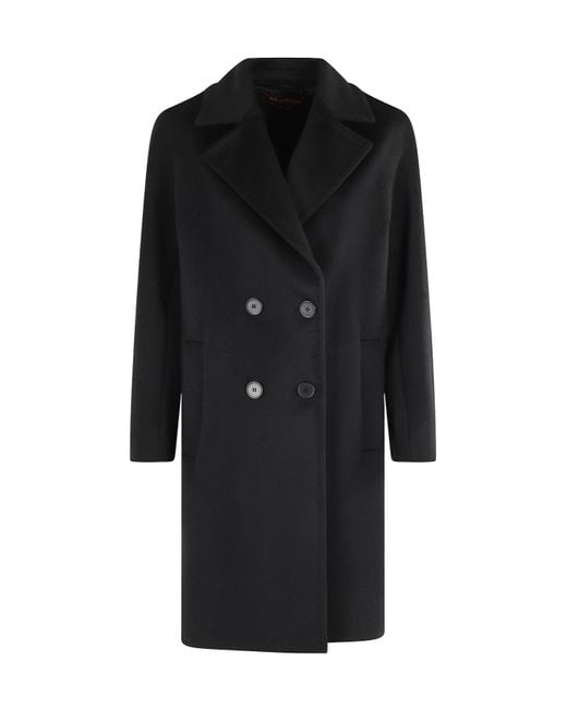 Max Mara Black Studio Agenda Double-Breasted Long Coat