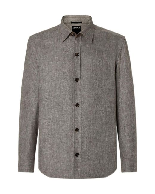 Zegna Blue Buttoned Overshirt for men