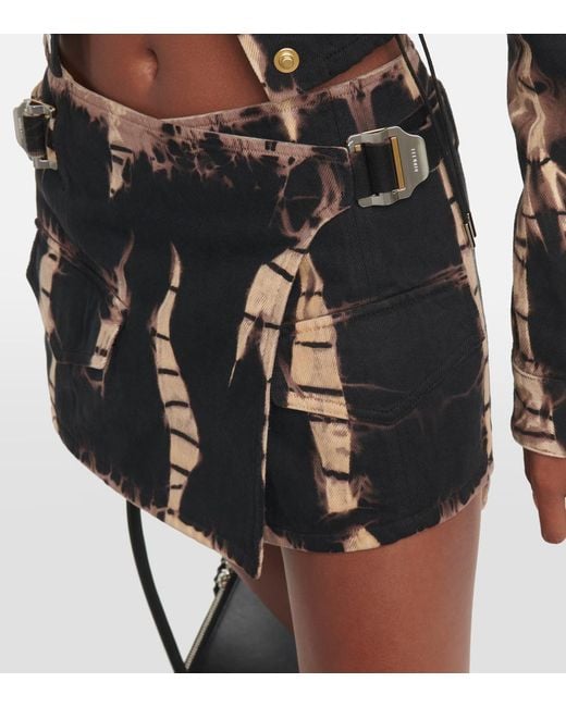 Dion Lee Black Zigzag Dyed Denim Wrap Mini Skirt