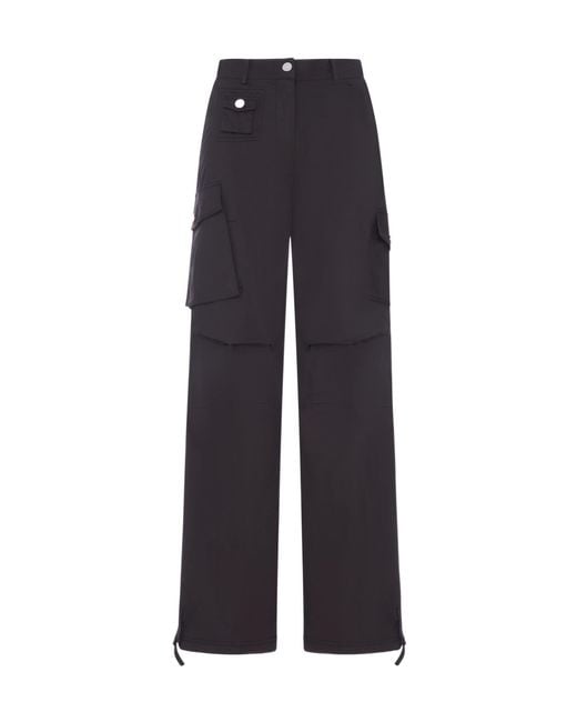 Ganni Blue Stretch Cotton Cargo Pants