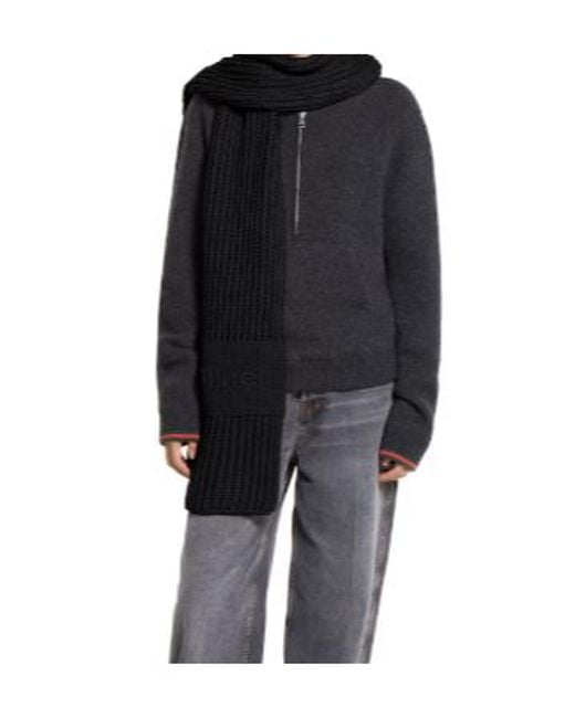 Gucci Black Logo Detailed Cable Knit Scarf