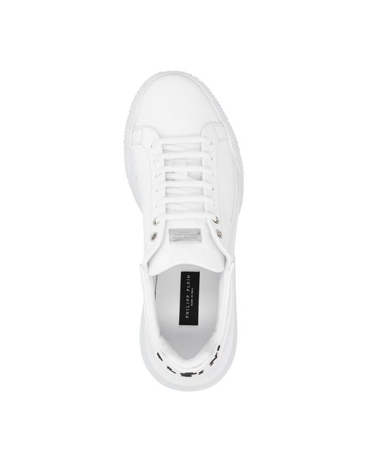 Philipp Plein White Platform Laced Casual Sneakers for men