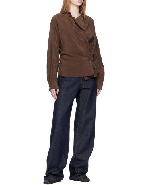 Lemaire Brown Twisted Pleat Blouse