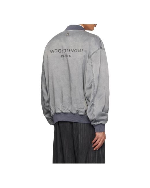 Wooyoungmi Gray Reversible Quilted Bomber Jacket for men