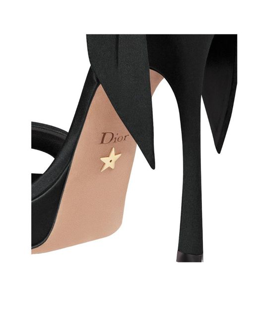 Dior Black Christian Bow-Detail Satin Platform Sandals