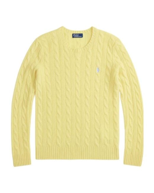 Polo Ralph Lauren Yellow Logo Embroidered Cable-Knitted Jumper
