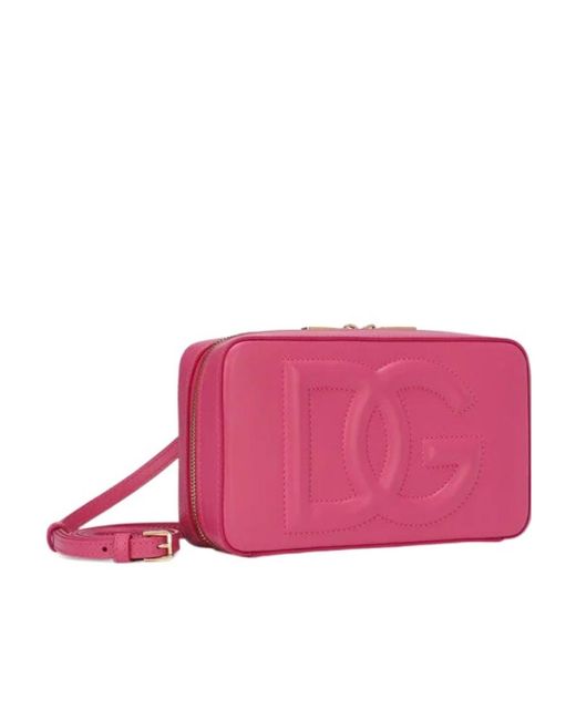 Dolce & Gabbana Pink Logo-Embossed Small Camera Bag