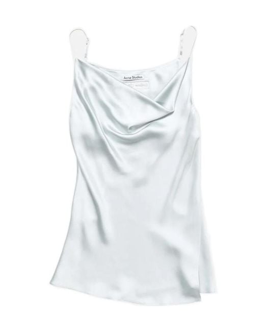 Acne Blue Shiny Satin Tank Top