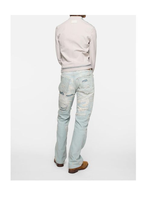 Acne Blue Distressed Straight-Leg Jeans for men
