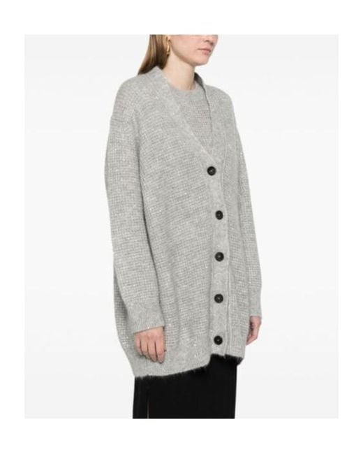 Fabiana Filippi Gray Long-Sleeved Sweater Cardigan
