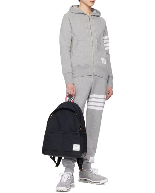 Thom Browne Blue Logo Detailed Zipped Backpack for men