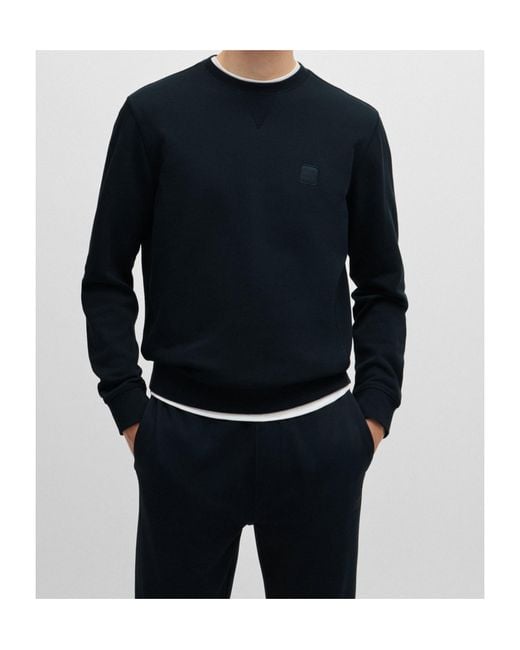 Boss Blue Crew-Neck Sweatshirt for men