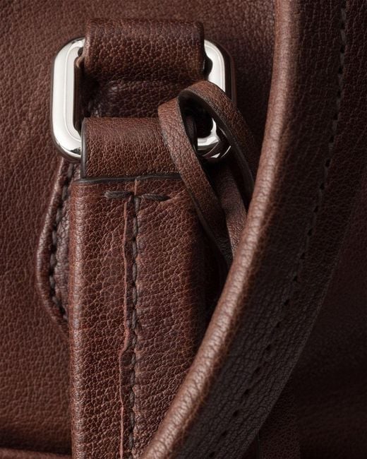 Prada Brown Large Washed Leather Top-Handle Bag