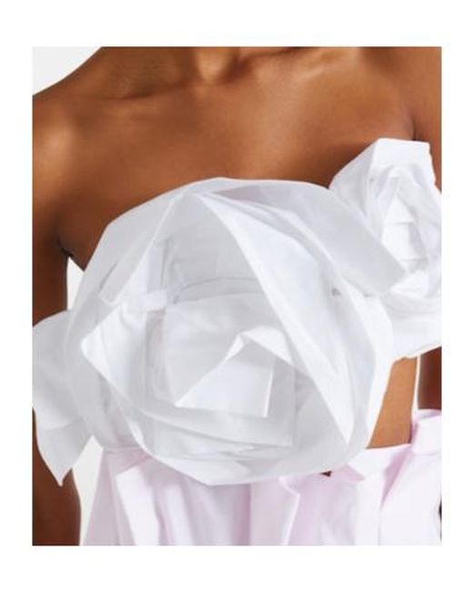 Simone Rocha White Rosette Cotton Poplin Bandeau Top