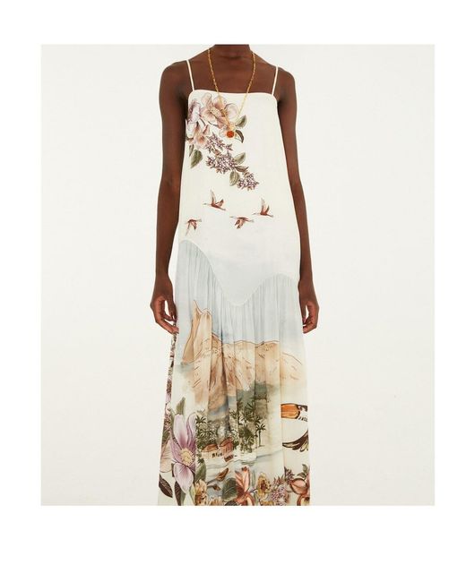 Farm Rio Metallic Toile De Rio Sleeveless Maxi Dress
