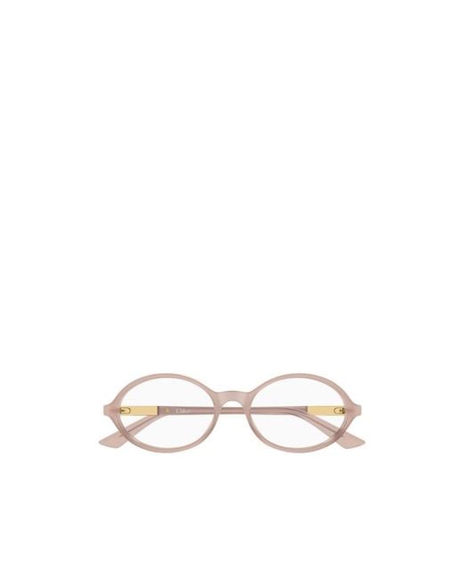Chloé White Chloé Eyewear Oval Frame Glasses