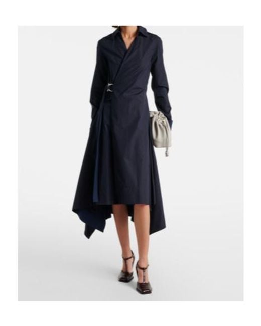 Loewe Blue Draped Cotton Wrap Dress