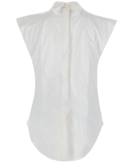 Jean Paul Gaultier White Sleeveless Stand-Collar Top