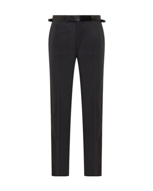 Tom Ford Black Wool Tapered Trousers for men