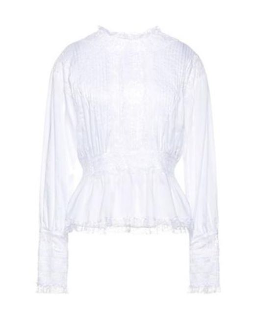 Dolce & Gabbana White Solid Lace Long Sleeve Top