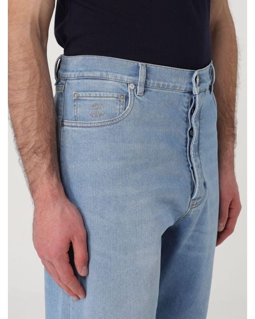Brunello Cucinelli Blue Logo-Patch Jeans for men