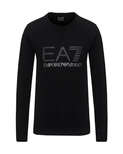 Emporio Armani Black Round-Collar Long-Sleeve Hoodie