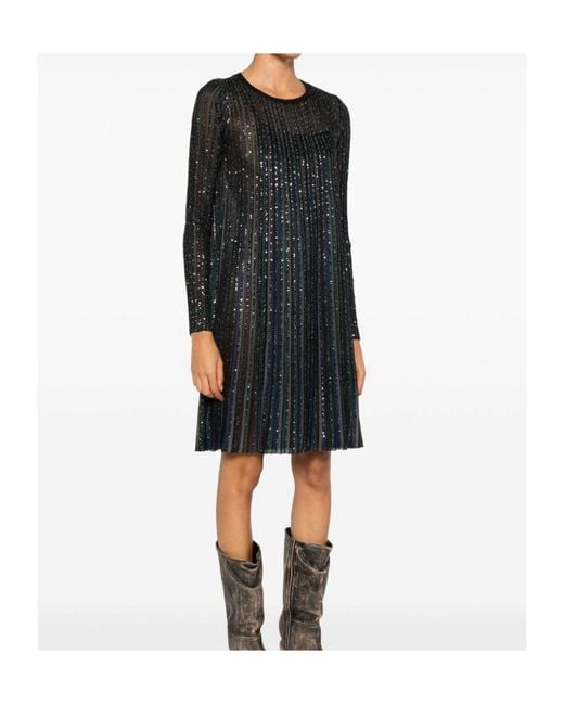 Missoni Black Lurex Long-Sleeved Short Dress