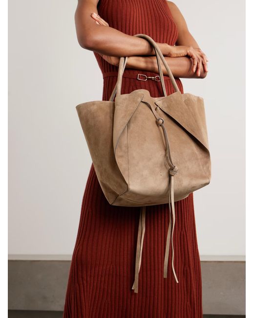 Gabriela Hearst Brown Marija Suede Knotted-Strap Tote Bag