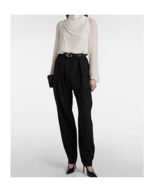 Altuzarra White Cara Draped High-Neck Silk Top