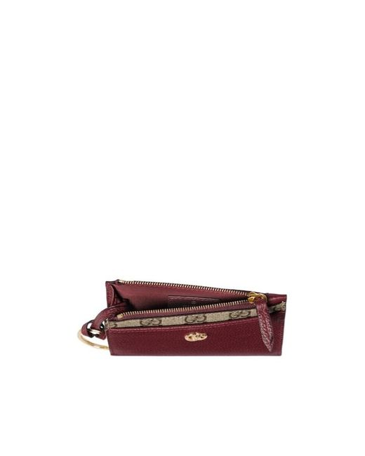 Gucci Red Bi-Color Gg Marmont Zip Key Pouch