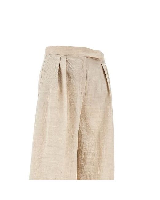 Max Mara Natural Acinoso Pleat Detailed Wide-Leg Trousers