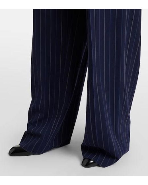 Ralph Lauren Blue Wool Wide-Leg Pants