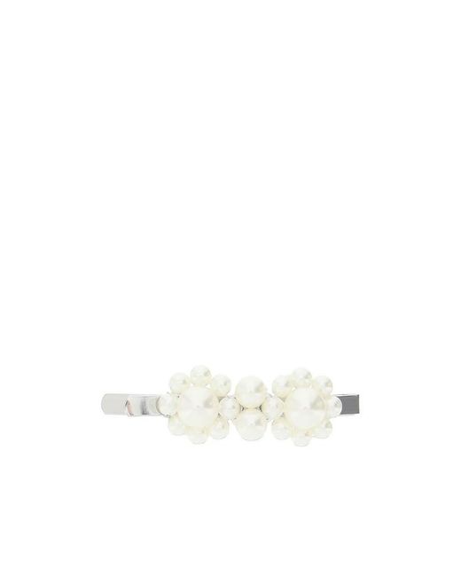 Simone Rocha White Logo Engraved Embellished Hair Clip