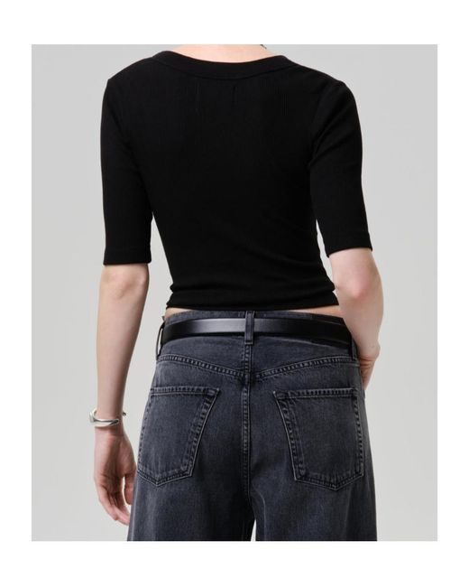 Citizens of Humanity Black Nali Ribbed Henley Top