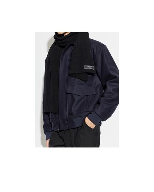 Balmain Black Logo Patch Ribbed Scarf for men