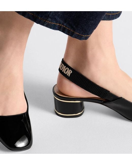 Dior Black Christian Bow Detailed Slingback Pumps