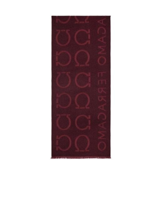 Ferragamo Red Ferragamo Logo Detailed Fringed Scarf