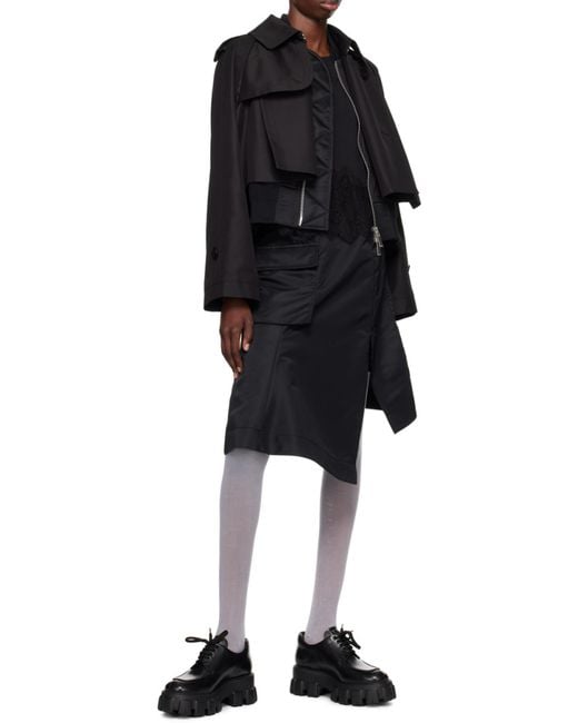 Sacai Black Layered Cropped Jacket