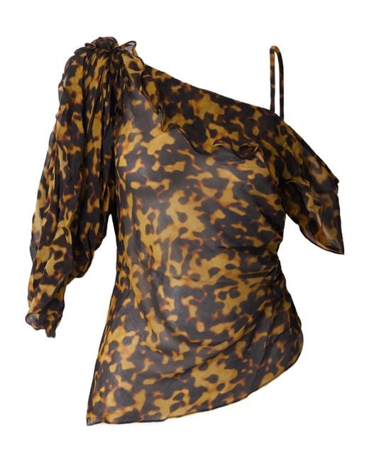 Christopher Esber Brown Ruffle-Trimmed Drape Top