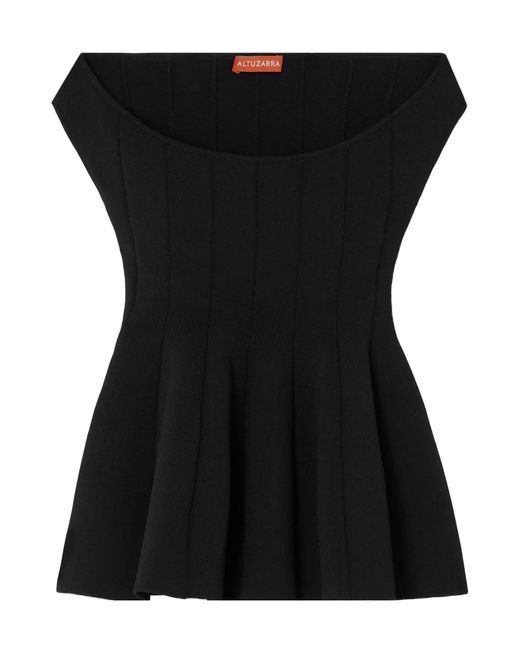 Altuzarra Black Simone Off-Shoulder Peplum Top