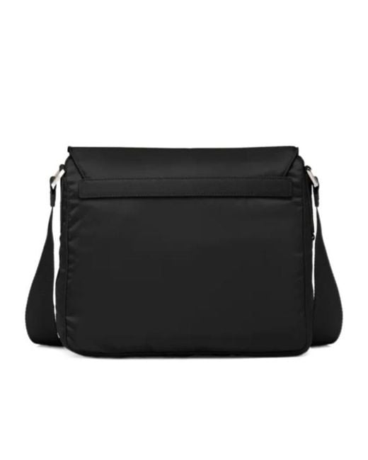Prada Black Logo Plaque Zipped Shoulder Bag