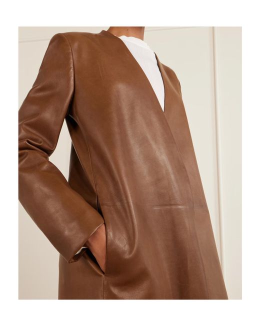 The Row Brown Long-Sleeved Leather Coat