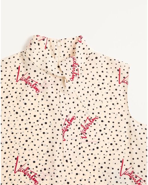 Valentino Natural Plus De Pois Crepe De Chine Bubble Top