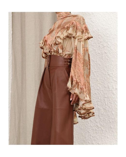 Zimmermann Brown Hypnotic Burnout Blouse