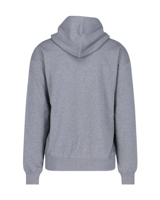 Dolce & Gabbana Gray Logo Plaque Drawstring Hoodie for men