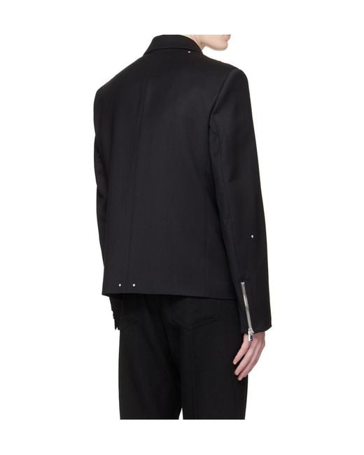HELIOT EMIL Black Lucent Tailored Long-Sleeve Wool Casual Jacket for men