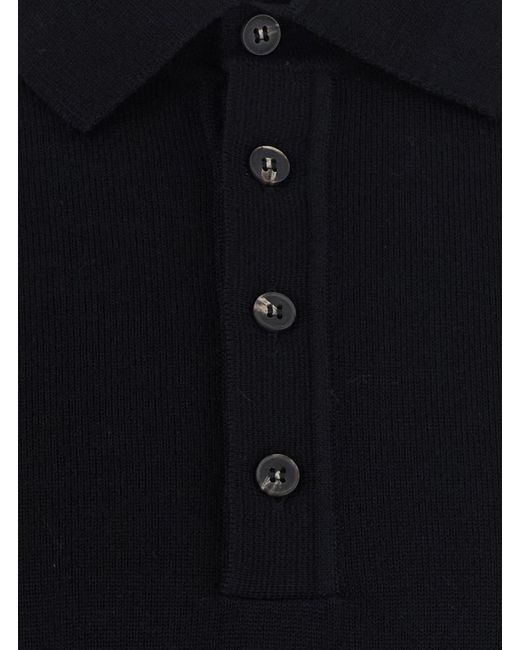 Kangra Cashmere Blue Long-Sleeve Polo-Collar Sweater for men