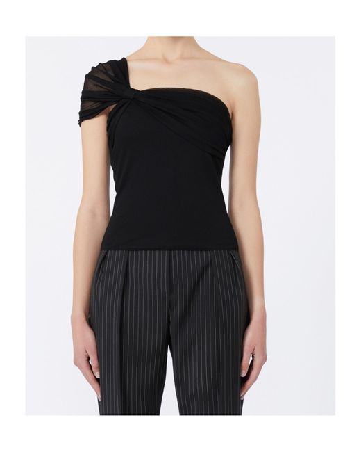 Max Mara Black Viscose Mesh Top