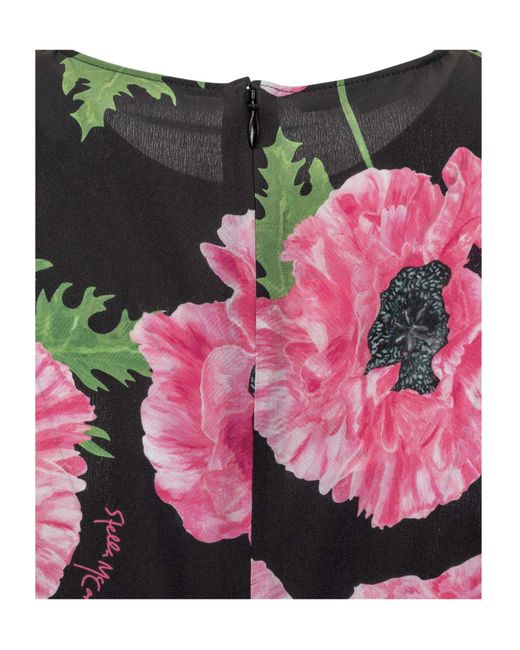 Stella McCartney Black Flower Printed Short-Sleeve Dress