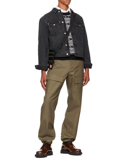 KENZO Gray Logo Jacquard Long-Sleeved Jumper for men